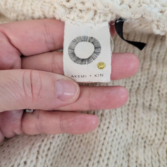 Anthropologie Akemi + Kin Fringe Boho Cardigan Crochet Open Front Cozy Oversized - Picture 10 of 14